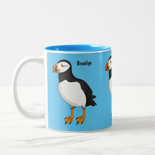 Atlantic puffin illustration Two-Tone coffee mug (Left)