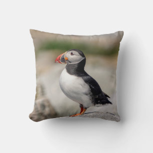 Atlantic Puffin in Machias, Maine Throw Pillow