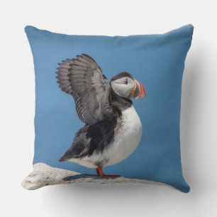 Atlantic Puffin in Machias, ME Throw Pillow