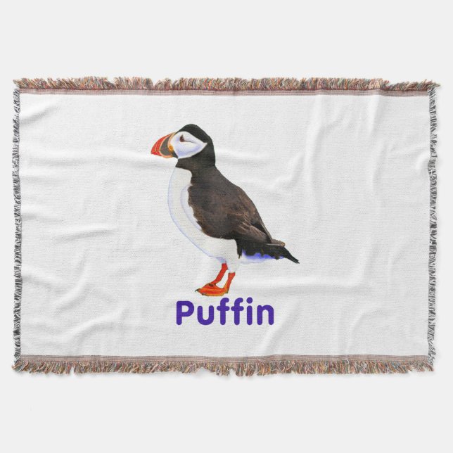 Atlantic Puffin Throw Blanket (Front)