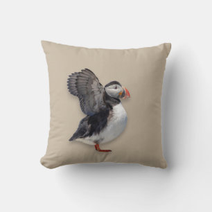 Atlantic Puffin Throw Pillow Coastal Maine Wild