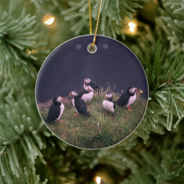 Atlantic Puffins Ceramic Ornament (Tree)