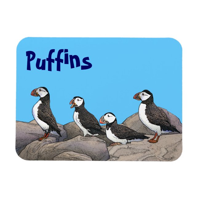 Atlantic Puffins Magnet (Horizontal)