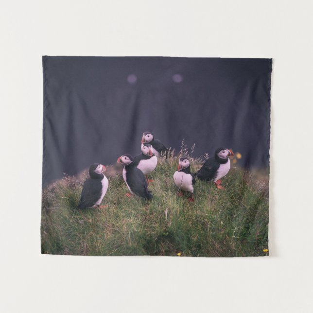 Atlantic Puffins Tapestry (Front (Horizontal))