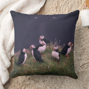 Atlantic Puffins Throw Pillow