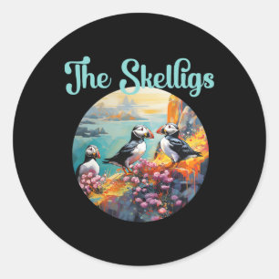 Atlantic Skelligs Michael Puffins Little Island Ir Classic Round Sticker