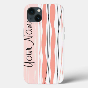 Atlantic Stripe Pink Name Vertical iPad case