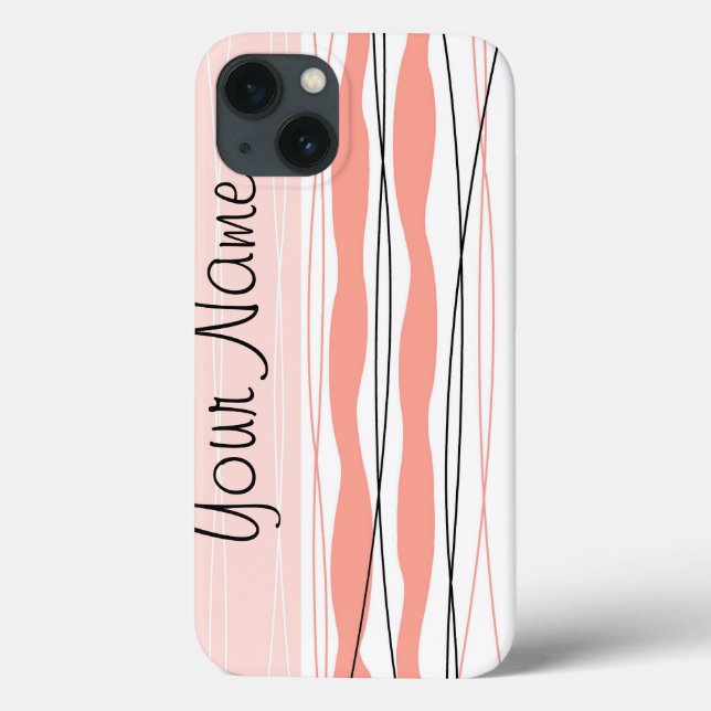 Atlantic Stripe Pink Name Vertical iPad Mini case (Back)