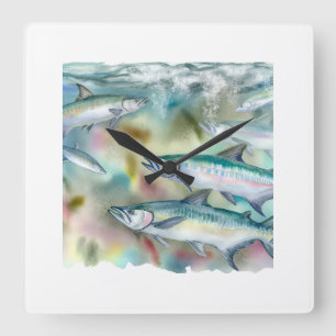Atlantic Tarpons 030624AREF122 - Watercolor Square Wall Clock