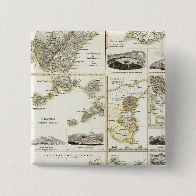 Atlantic Volcanic Activity 2 Inch Square Button (Front)