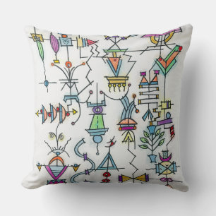 Atlantis Two-Whimsical Modern Geometric Symbols Throw Pillow