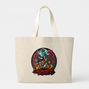 Atlas Astronaut Holding Earth Epic Mars Galaxy Large Tote Bag