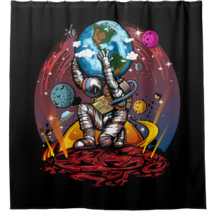 Atlas Astronaut Holding Earth Mars Galaxy Cosmic