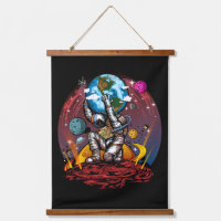 Atlas Astronaut Holding Earth Mars Galaxy Cosmic