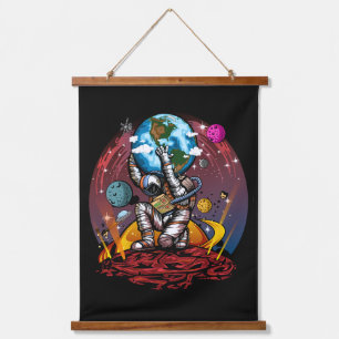 Atlas Astronaut Holding Earth Mars Galaxy Cosmic Hanging Tapestry