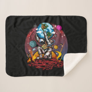 Atlas Astronaut Holding Earth Mars Galaxy Cosmic Sherpa Blanket