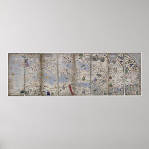 Atlas Catalan World Map 14th c. Abraham Cresques  Poster