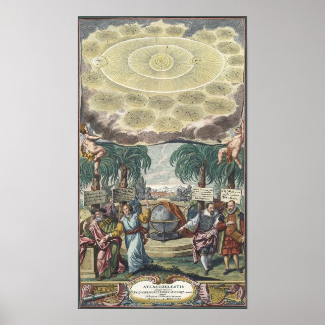 Atlas Coelestis by Doppelmaier, Vintage Astronomy Poster (Front)