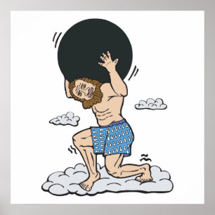 atlas holding bowling ball poster