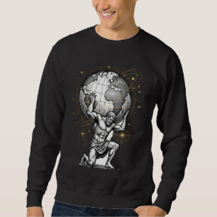 Atlas Holding Globe Mythology Celestial Desing Sweatshirt