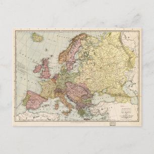 Atlas Map of Europe (1912) Postcard