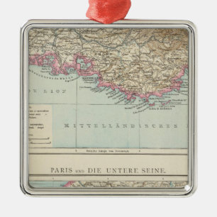Atlas Map of France Metal Ornament