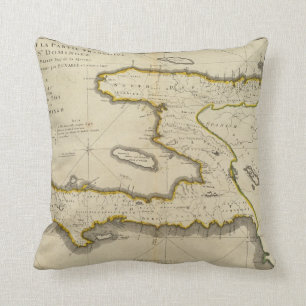 Atlas Map of Haiti Throw Pillow