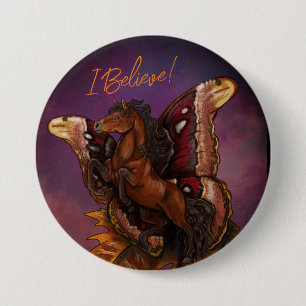 Atlas Moth Fairy Horse 3 Inch Round Button
