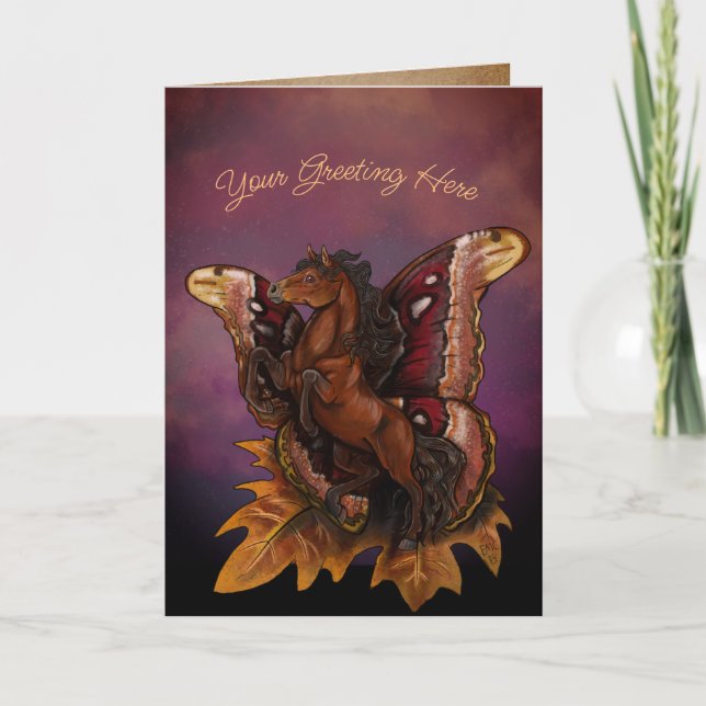 Atlas Moth Fairy Horse Holiday Card (Front)