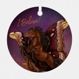 Atlas Moth Fairy Horse Metal Ornament