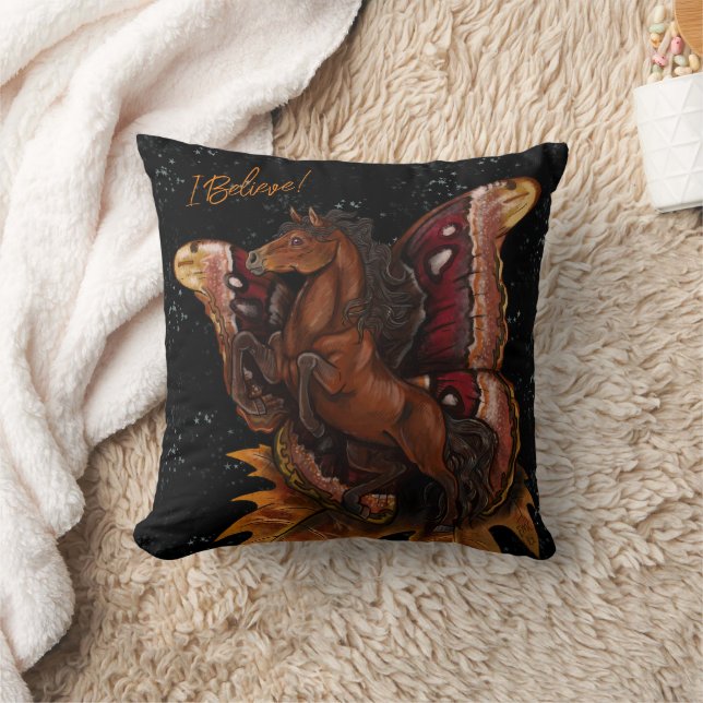 Atlas Moth Fairy Horse Throw Pillow (Blanket)