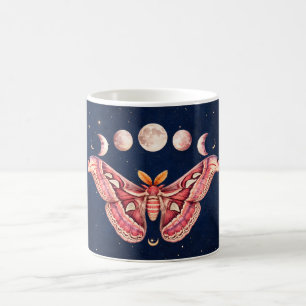 Atlas Moth Night Sky Cosmos Moon Phase Boho Art Coffee Mug