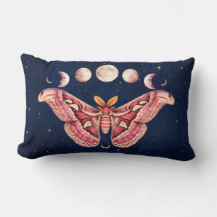 Atlas Moth Night Sky Cosmos Moon Phase   Boho Art Lumbar Pillow