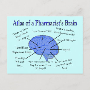 Atlas Of A Pharmacist's Brain-Hilarious Postcard