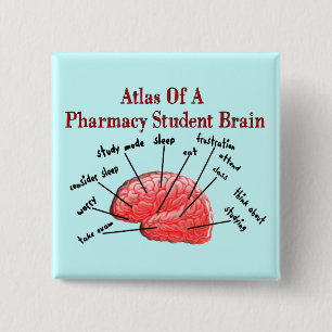 Atlas of a Pharmacy Student Brain 2 Inch Square Button