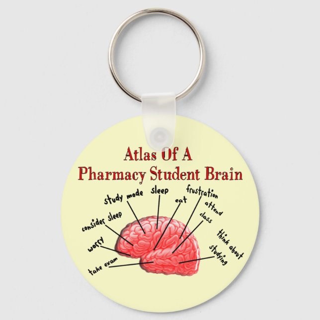 Atlas of a Pharmacy Student Brain Keychain (Front)