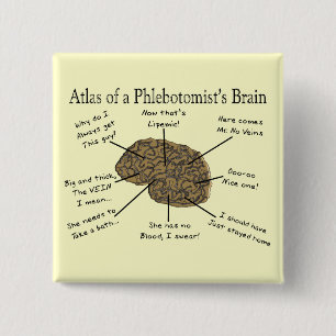 Atlas of a Phlebotomist's Brain 2 Inch Square Button