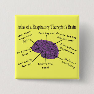 Atlas of a Respiratory Therapist's Brain 2 Inch Square Button