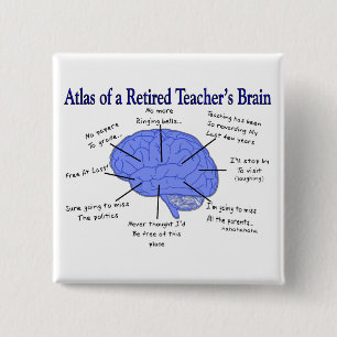 Atlas of a Retired Teacher's Brain 2 Inch Square Button