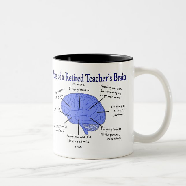 Atlas of a Retired Teacher's Brain Gfits Two-Tone Coffee Mug (Right)