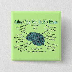 Atlas of a Vet Tech's Brain 2 Inch Square Button