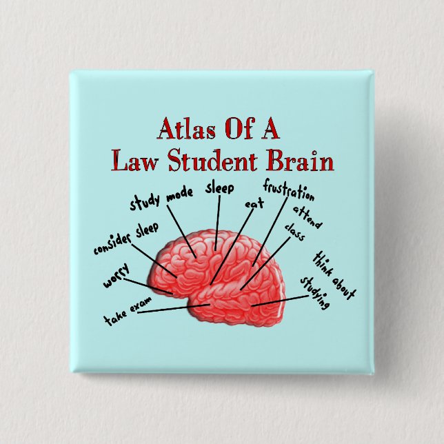 Atlas of Law Student Brain 2 Inch Square Button (Front)