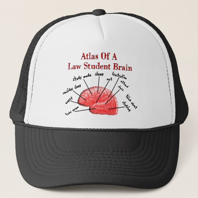 Atlas of Law Student Brain Trucker Hat (Front)