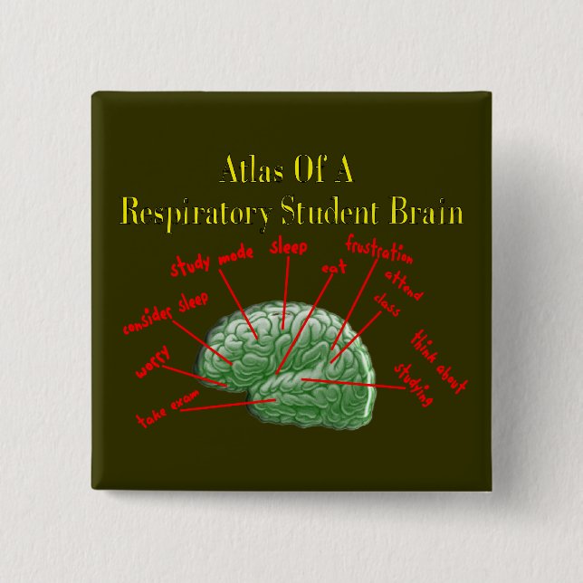 Atlas of Respiratory Student Brain Gifts 2 Inch Square Button (Front)