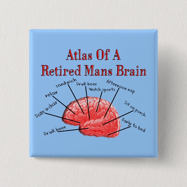 Atlas of Retired Mans Brain 2 Inch Square Button (Front)