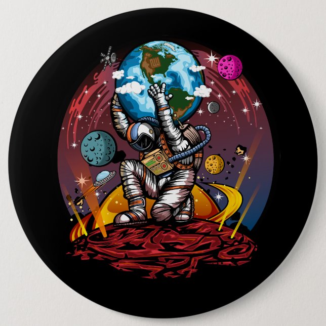 Atlas Space Man 6 Inch Round Button (Front)