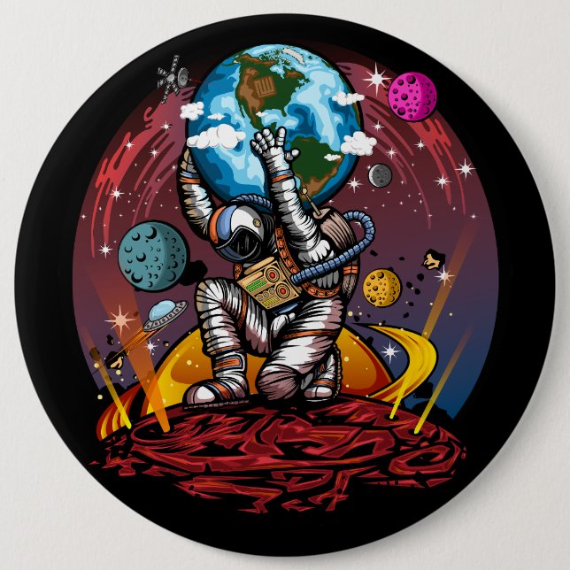 Atlas Space Man 6 Inch Round Button (Front)