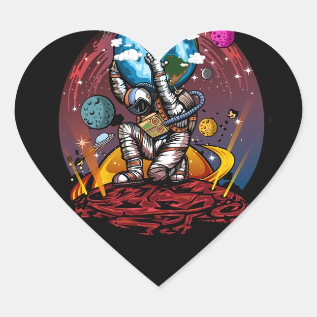 Atlas Space Man Heart Sticker (Front)