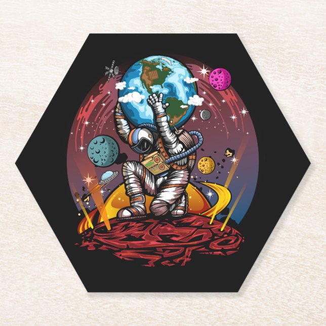 Atlas Space Man Paper Coaster (Front)