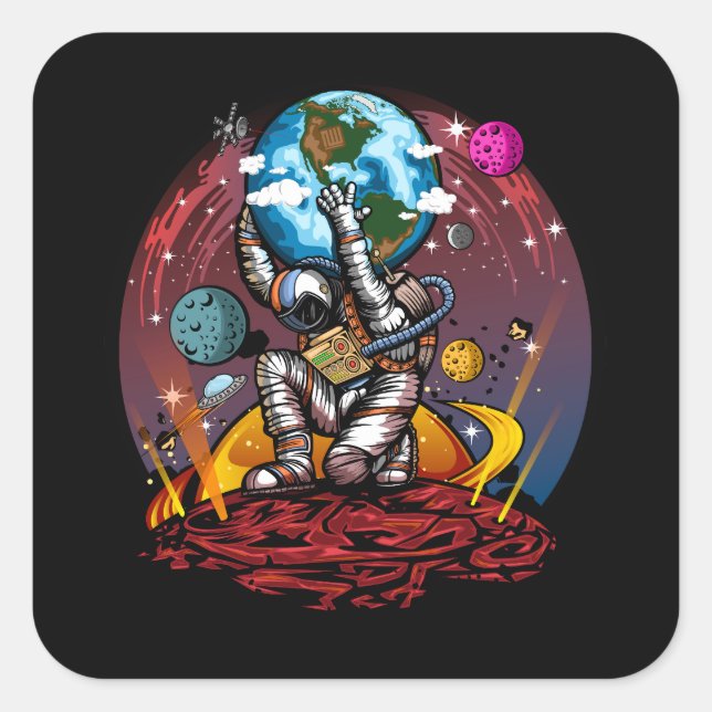 Atlas Space Man Square Sticker (Front)